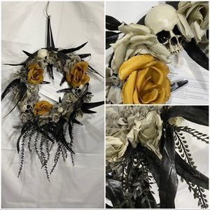 Light Up Skeleton Wreath, Artificial Flowers goth emo